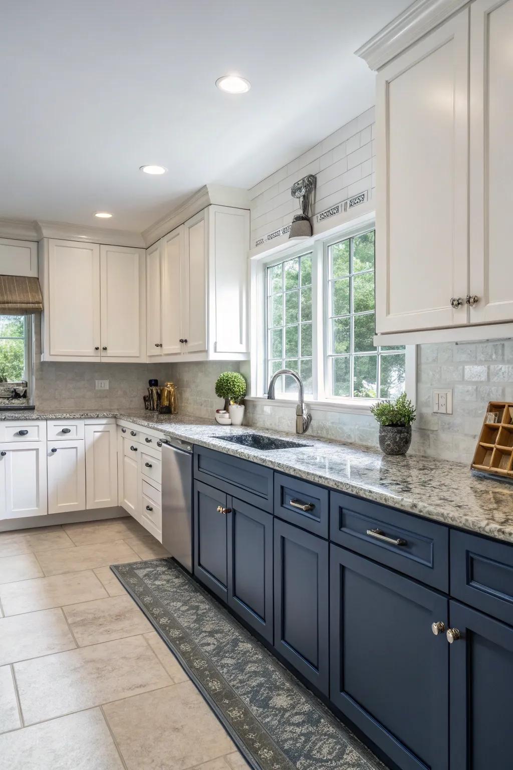 Two-tone cabinets add depth and interest to your kitchen design.