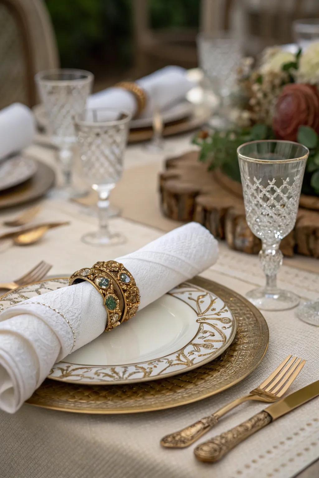 The Napkin Ring Wrap is a classic choice for showcasing beautiful table accessories.