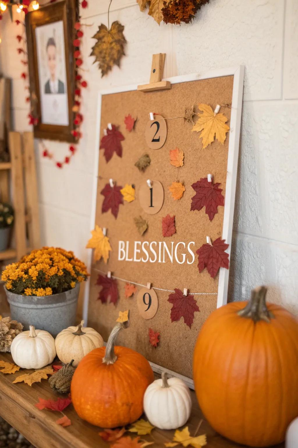 'Count Your Blessings' bulletin board.