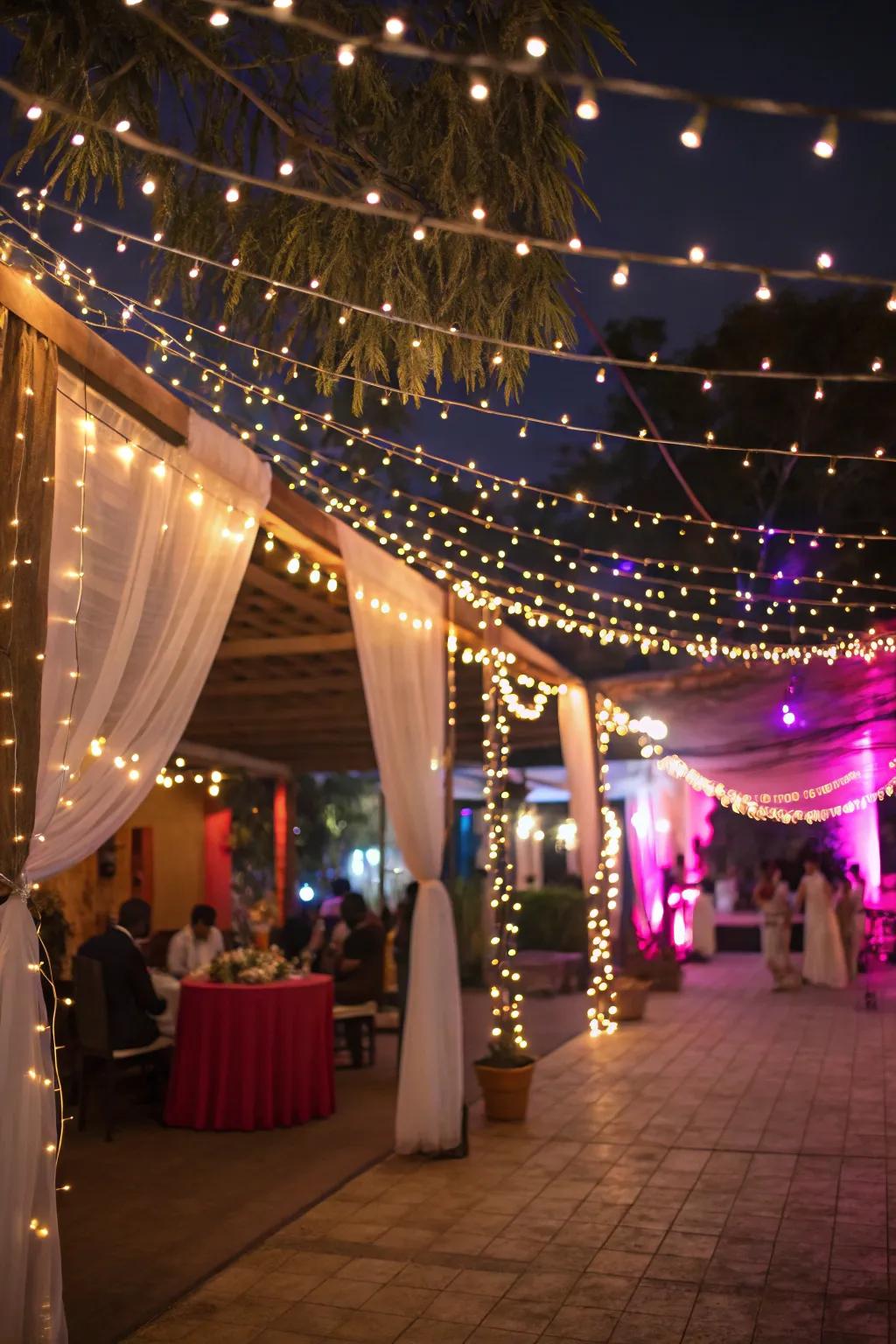 Fairy lights that envelop your party in a warm and inviting glow.