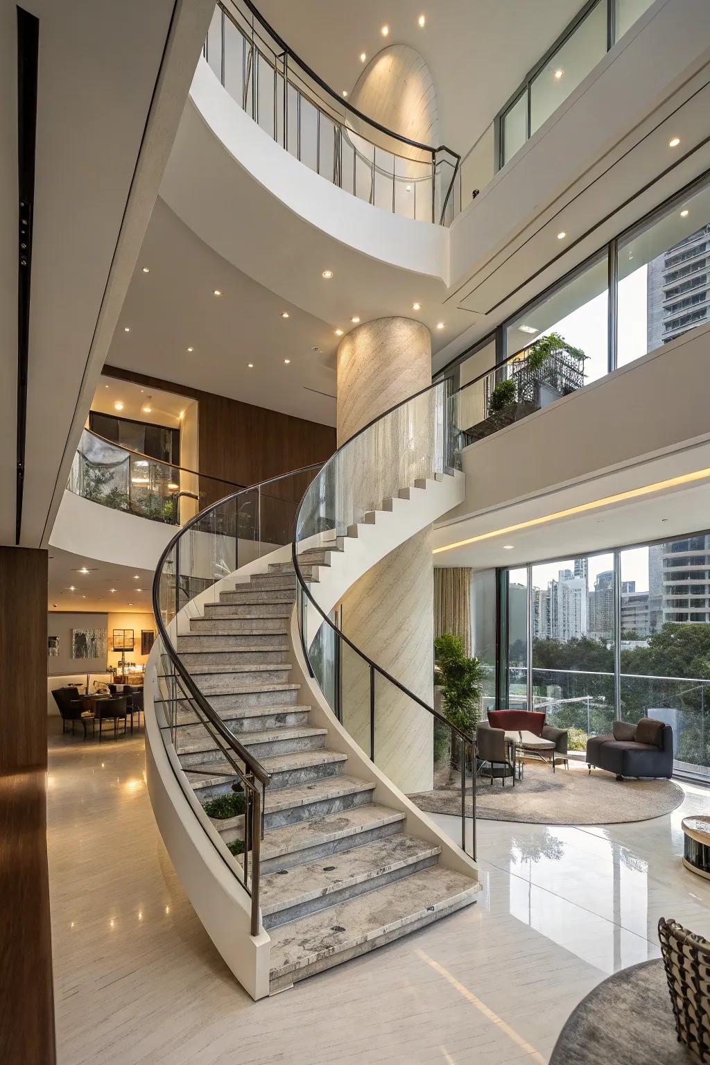 Winding staircases are both functional and beautiful.