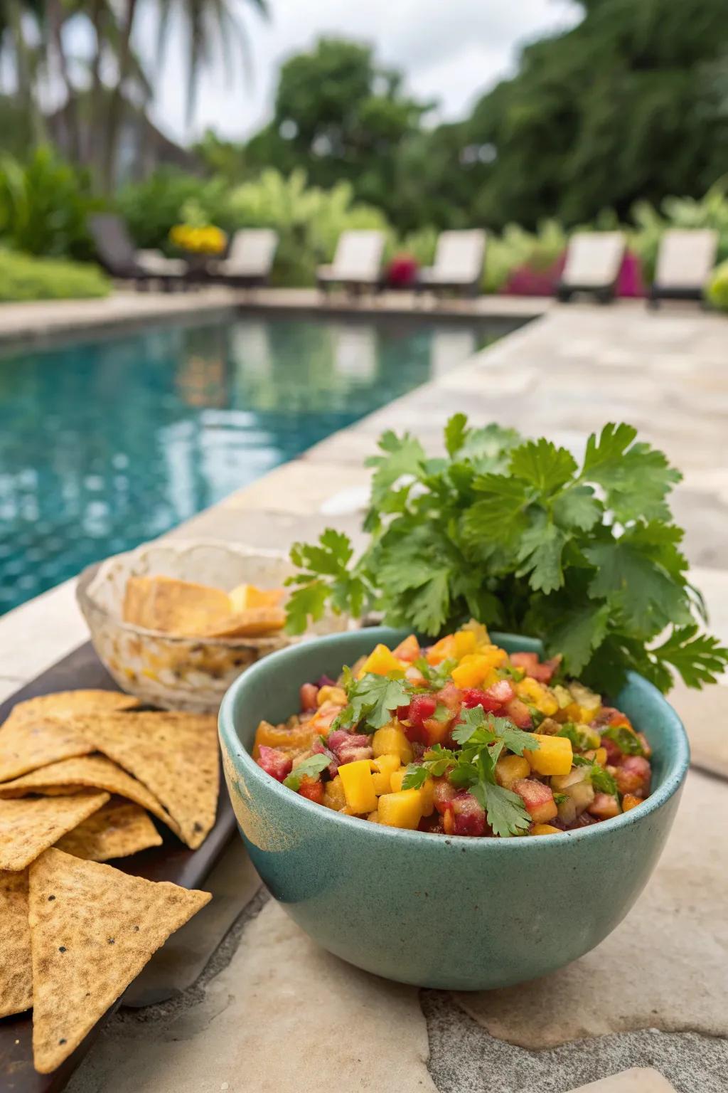 Start your evening with a spicy mango salsa.