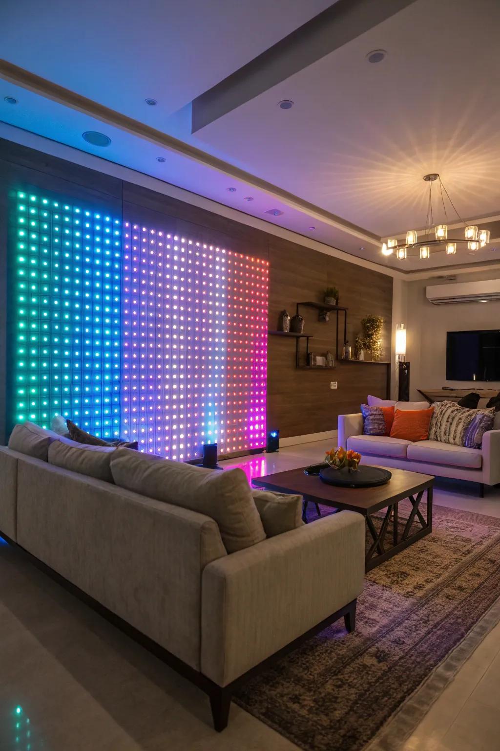 Make a bold statement with an LED accent wall.