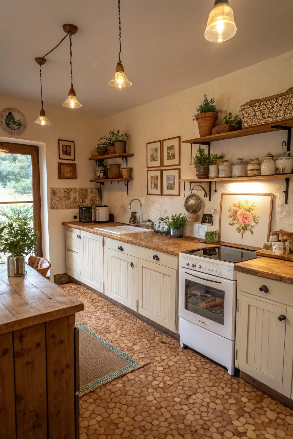 Cork flooring offers warmth and unique rustic patterns.