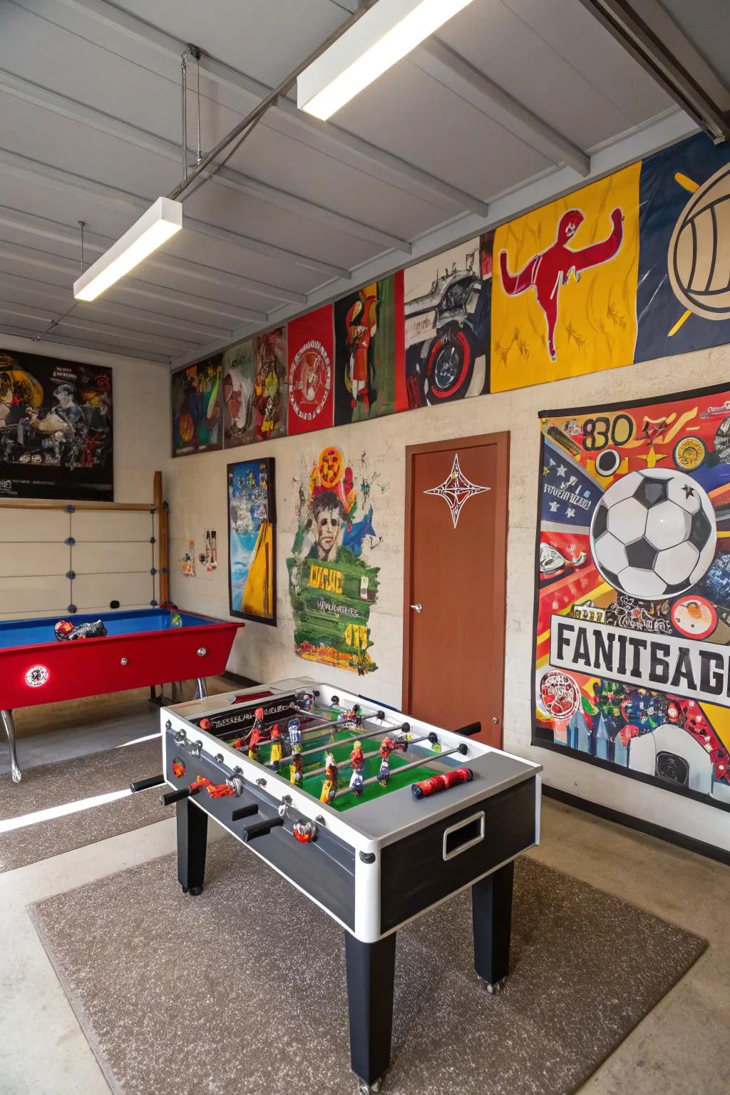 Engage in friendly matches with a foosball table.