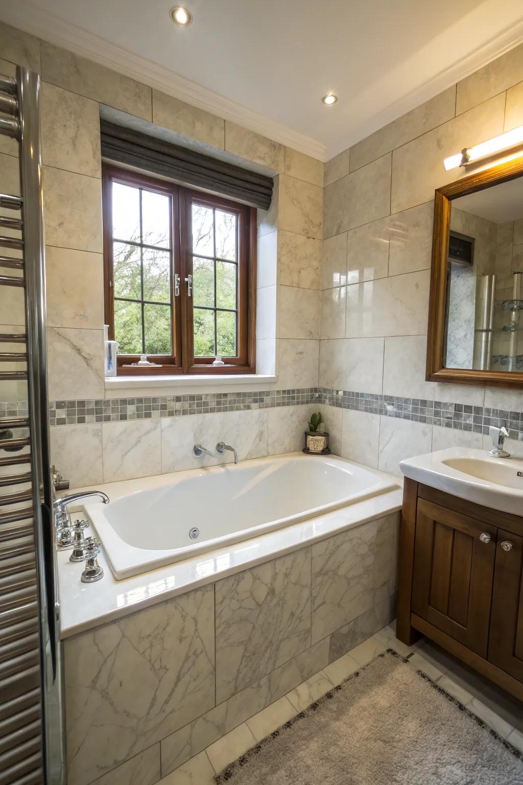 A small stone tub brings luxury and helps you relax.