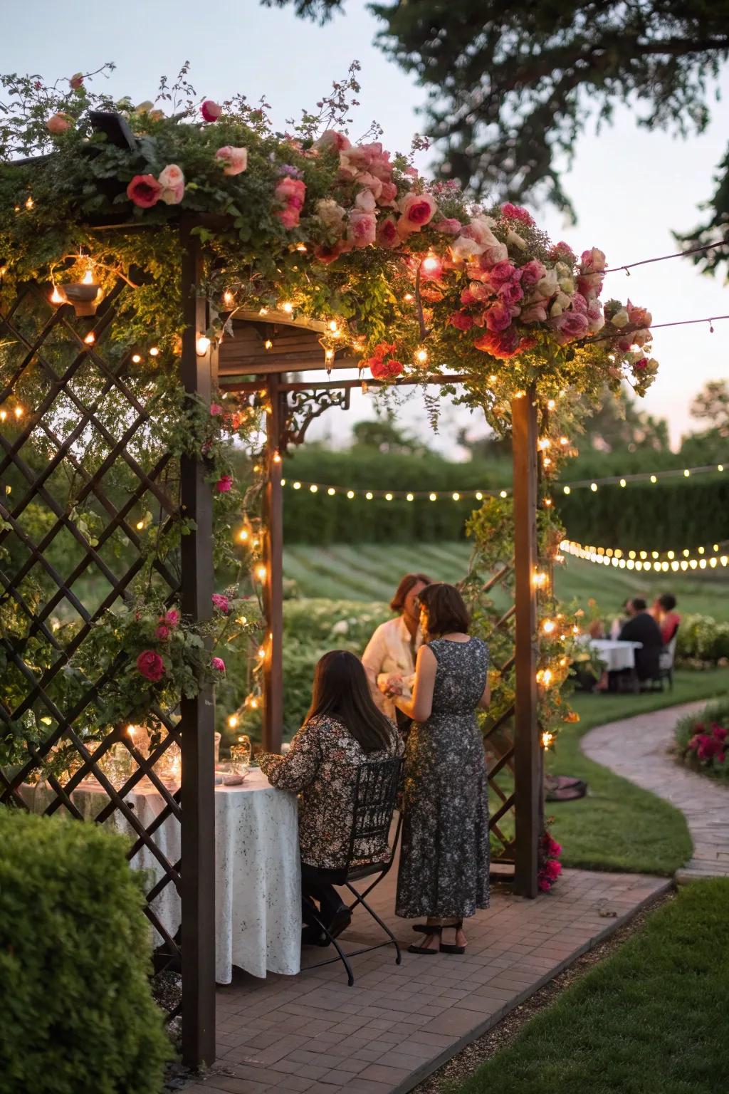 Host unforgettable gatherings with a trellis backdrop.