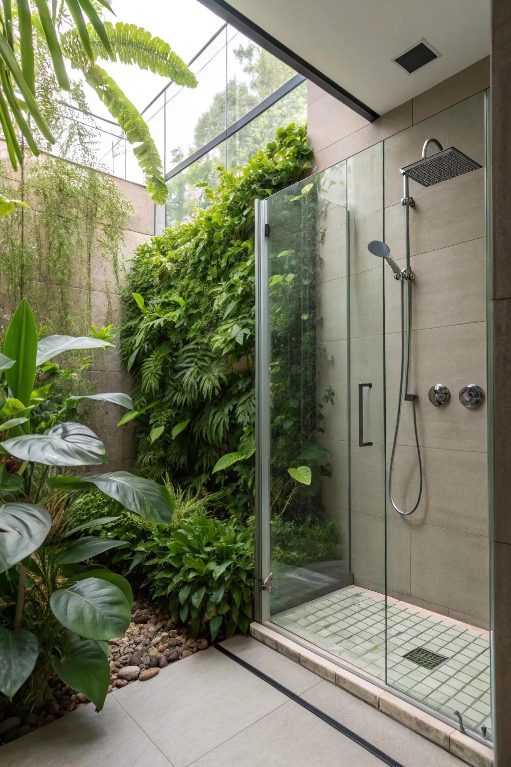 Plants add a refreshing, natural element to the bathroom.