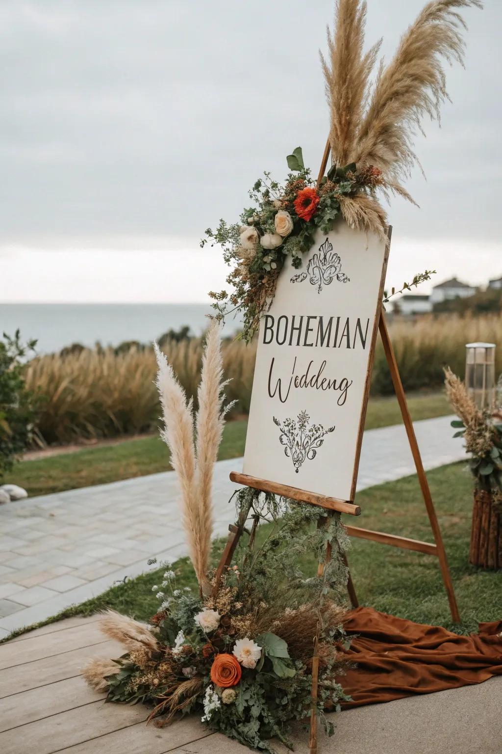 Pampas grass creates a bohemian and earthy look.