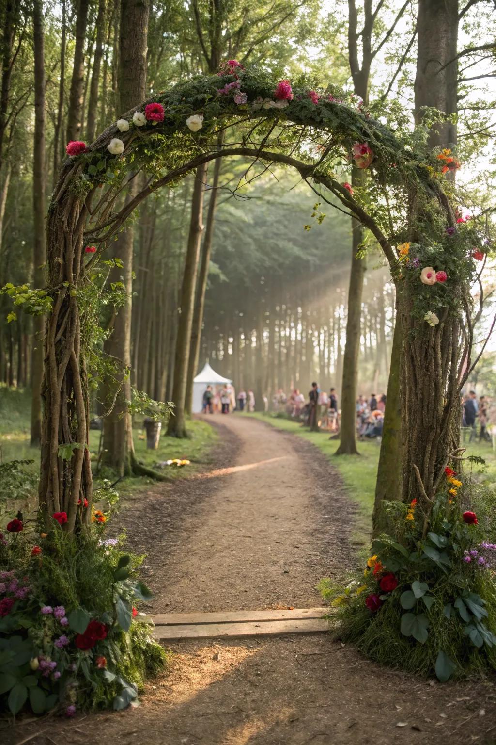 Welcome guests with an enchanted forest entrance.