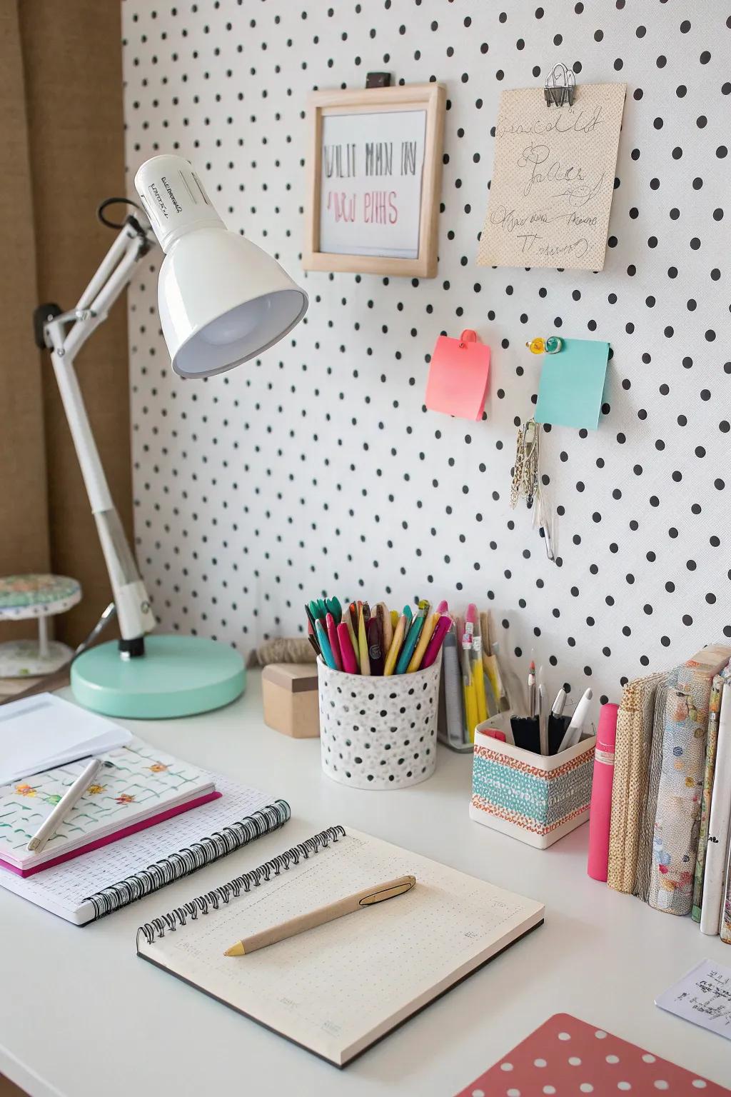 Make your wall pop with patterned backgrounds.