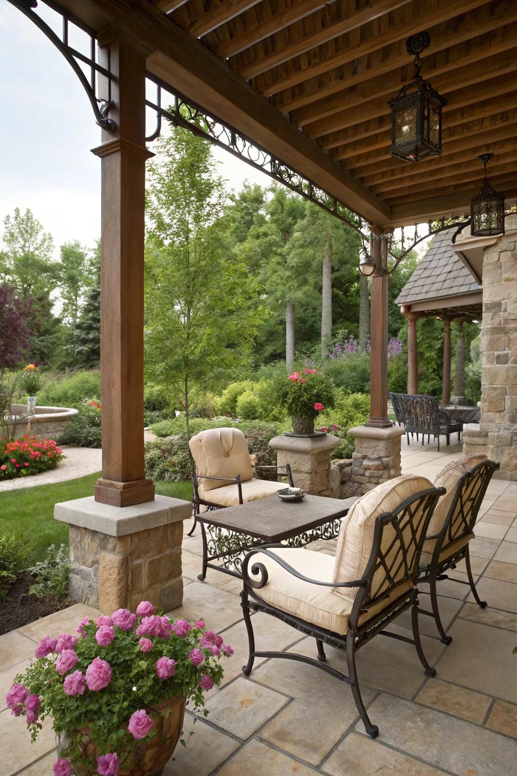 A diverse mix of materials raises the patio's design.