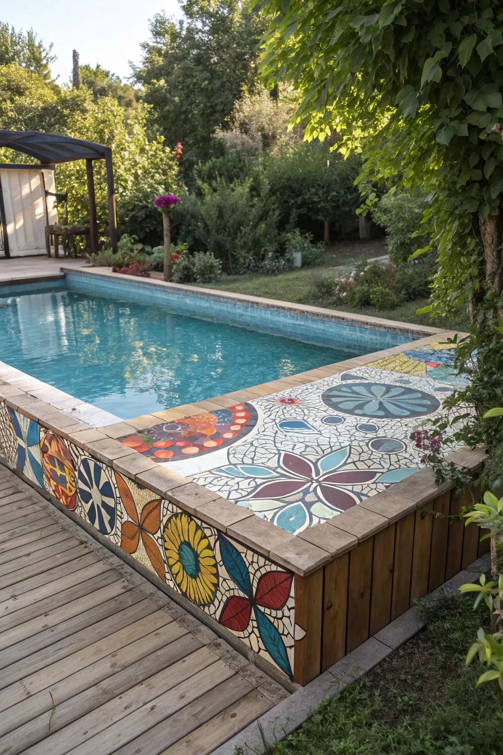 Colorful tiles bring artistic flair to your pool deck.