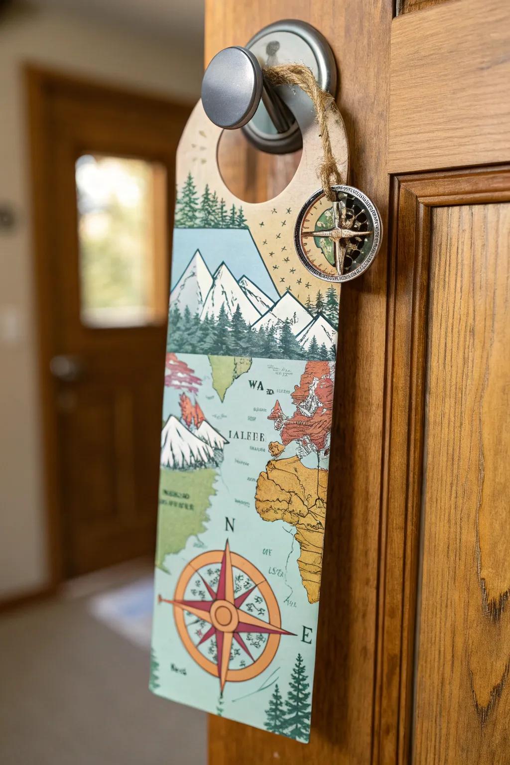 An inspiring adventure-themed door hanger ready for exploration.