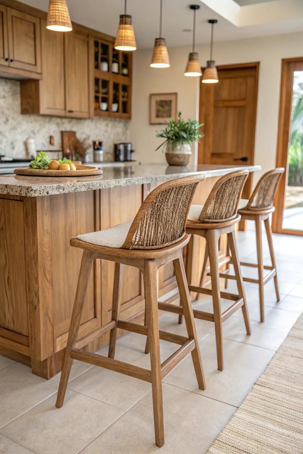 Eco-friendly bar stools with backs for a sustainable choice.