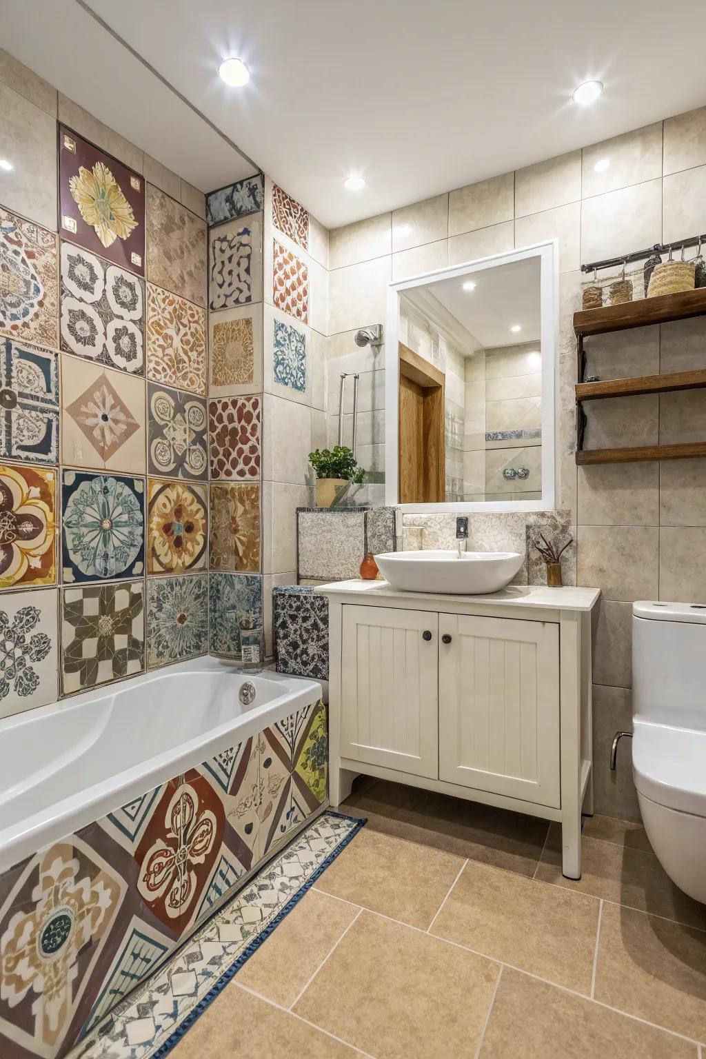 Mixing trim styles leads to unique and personalized bathroom designs.