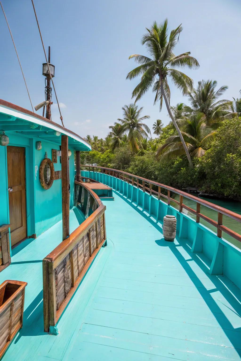Turquoise brings a tropical vibe to your deck.