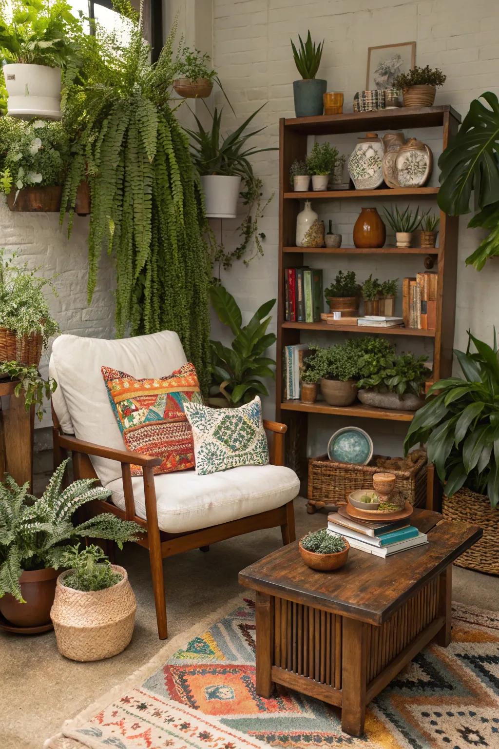 Vintage finds add charm and history to the plant room.