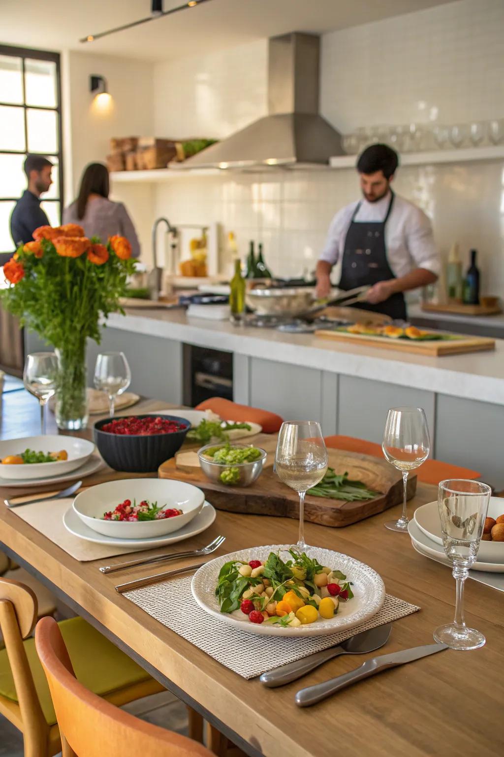 A chef’s table that encourages social dining experiences.