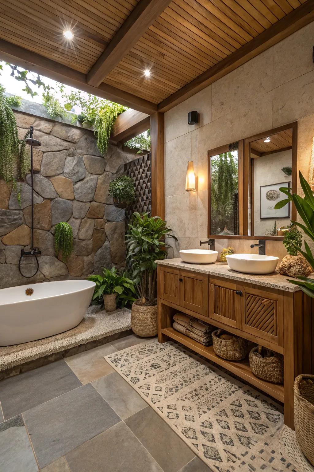 A serene bathroom inspired by natural elements.