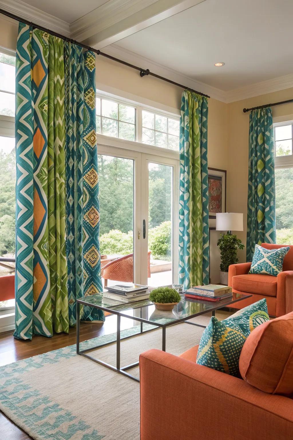 Bold patterns turn your curtains into a statement piece.