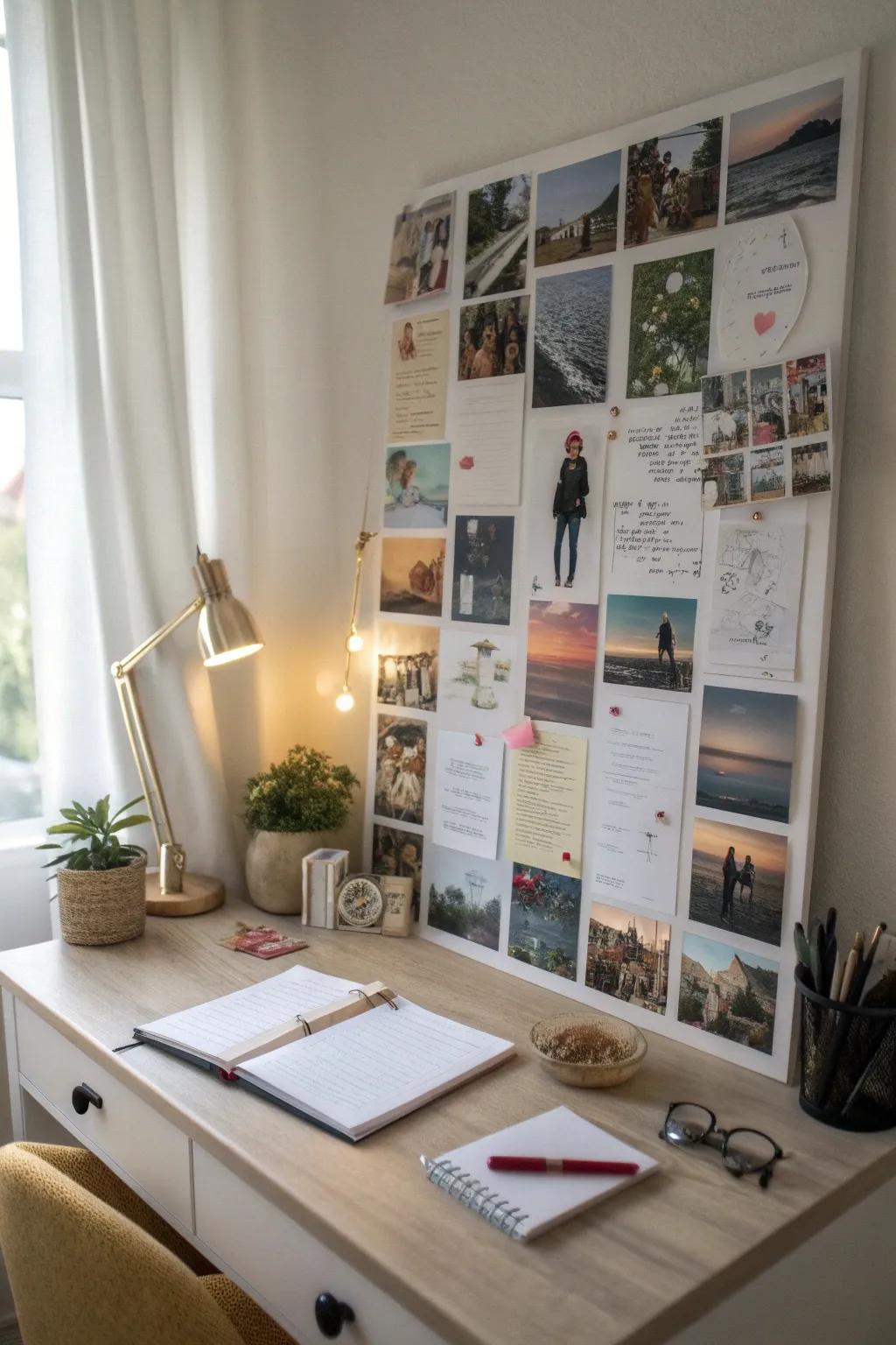 Vision boards for a creative and organized workspace.