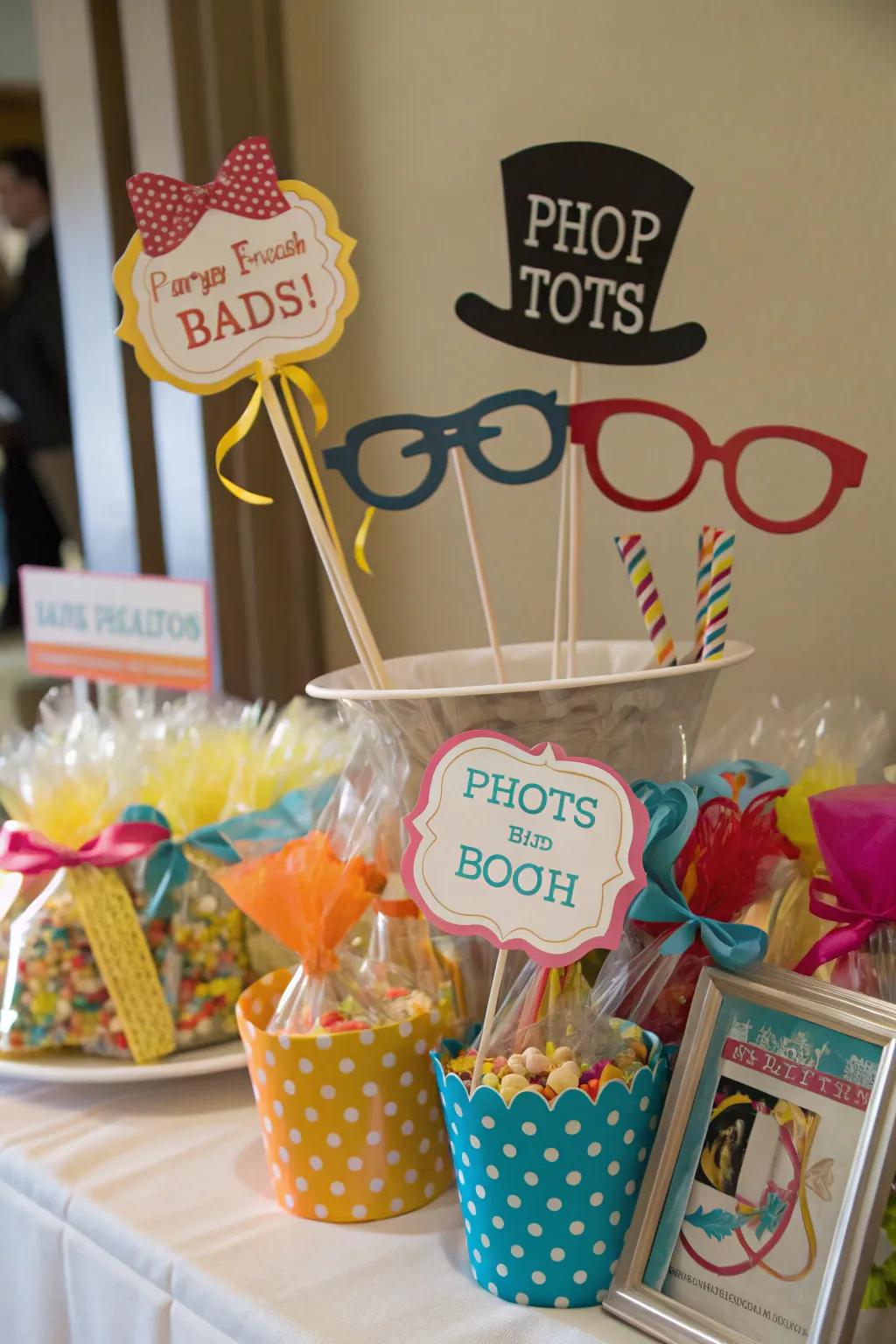 Photo booth props and treats for picture-perfect fun.