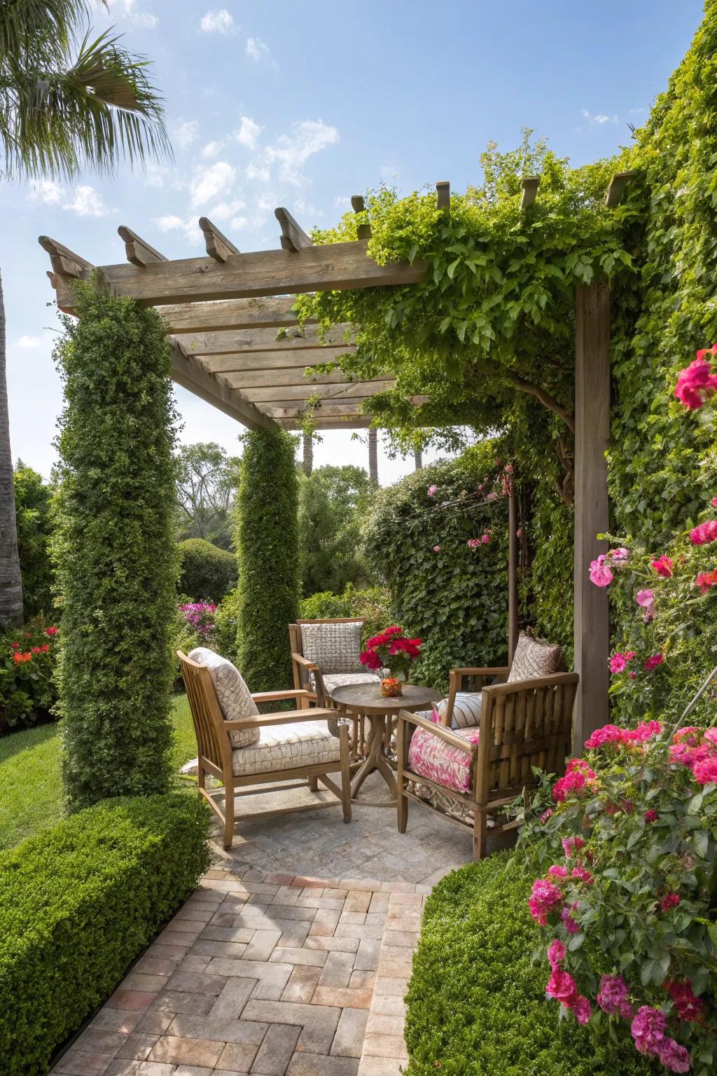 Secluded niches inject intimacy and charm into your outdoor domain.