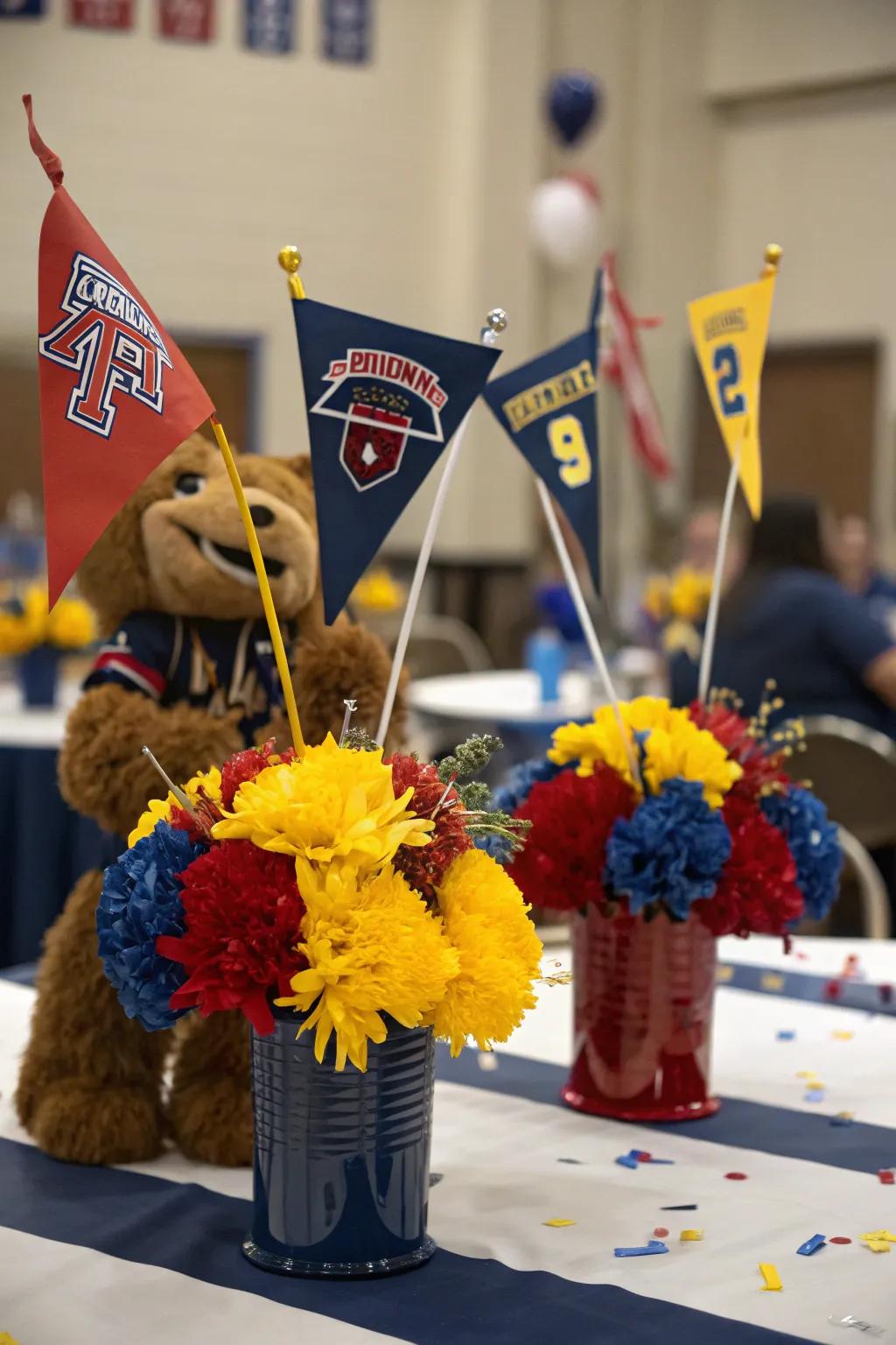 Pride on display: Centerpieces that commemorate academic spirit and achievement.