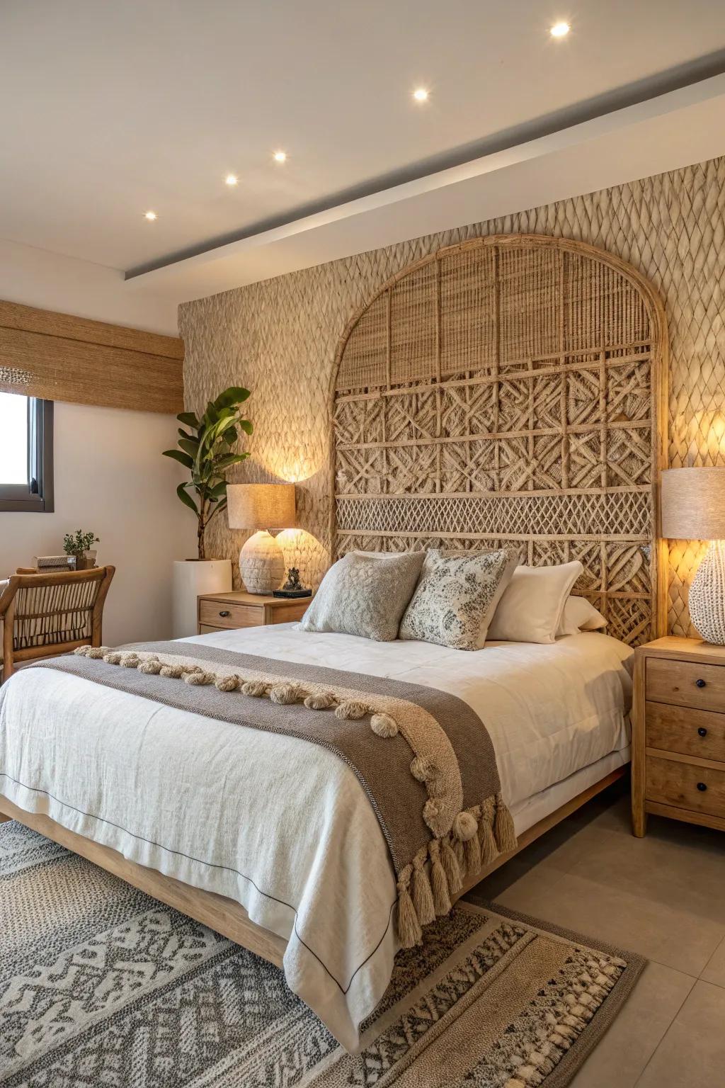 Enhance your space with a woven headboard.