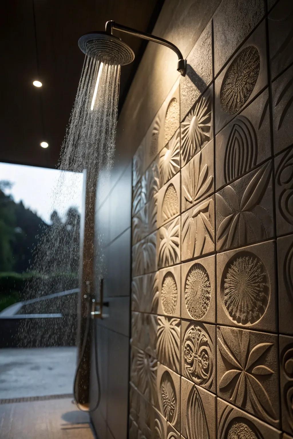 Textured panels add depth and dimension to your shower walls.