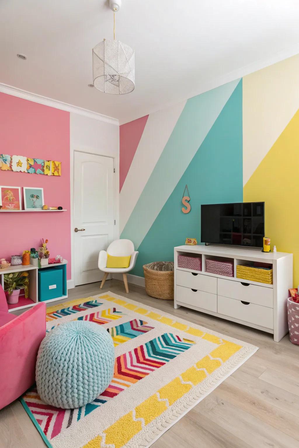 Audacious color-blocking adding modern flair and energy.