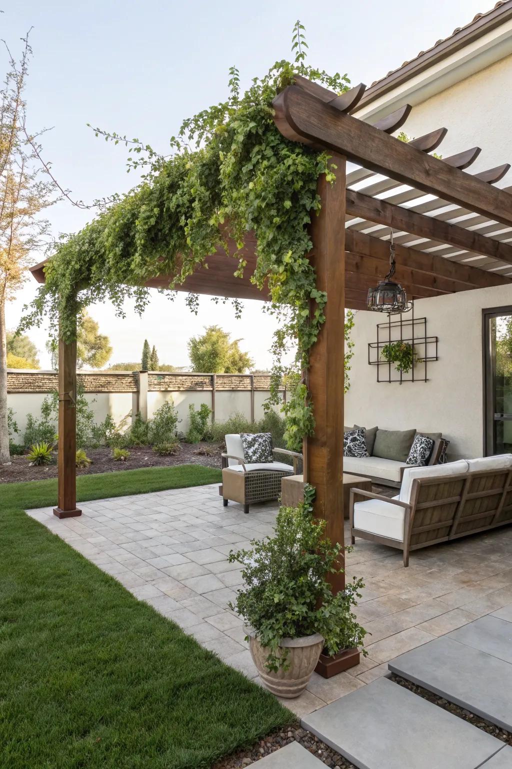 Stay cool and stylish with pergolas or shade sails.