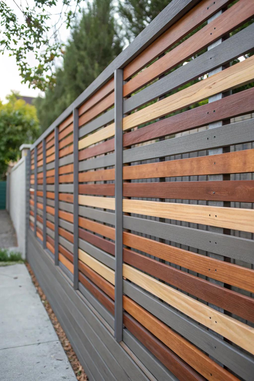 Transform your fence into a prominent feature with a creative slat composition.