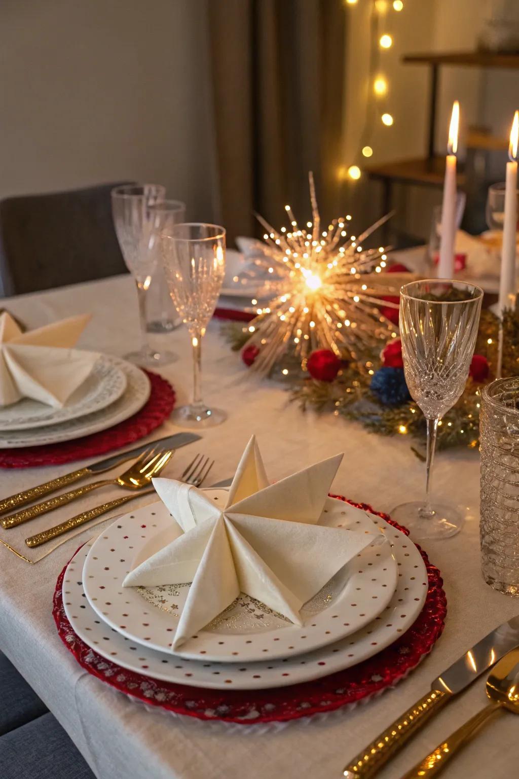 The Eight-Pointed Star Fold is a stunning addition to any festive table.