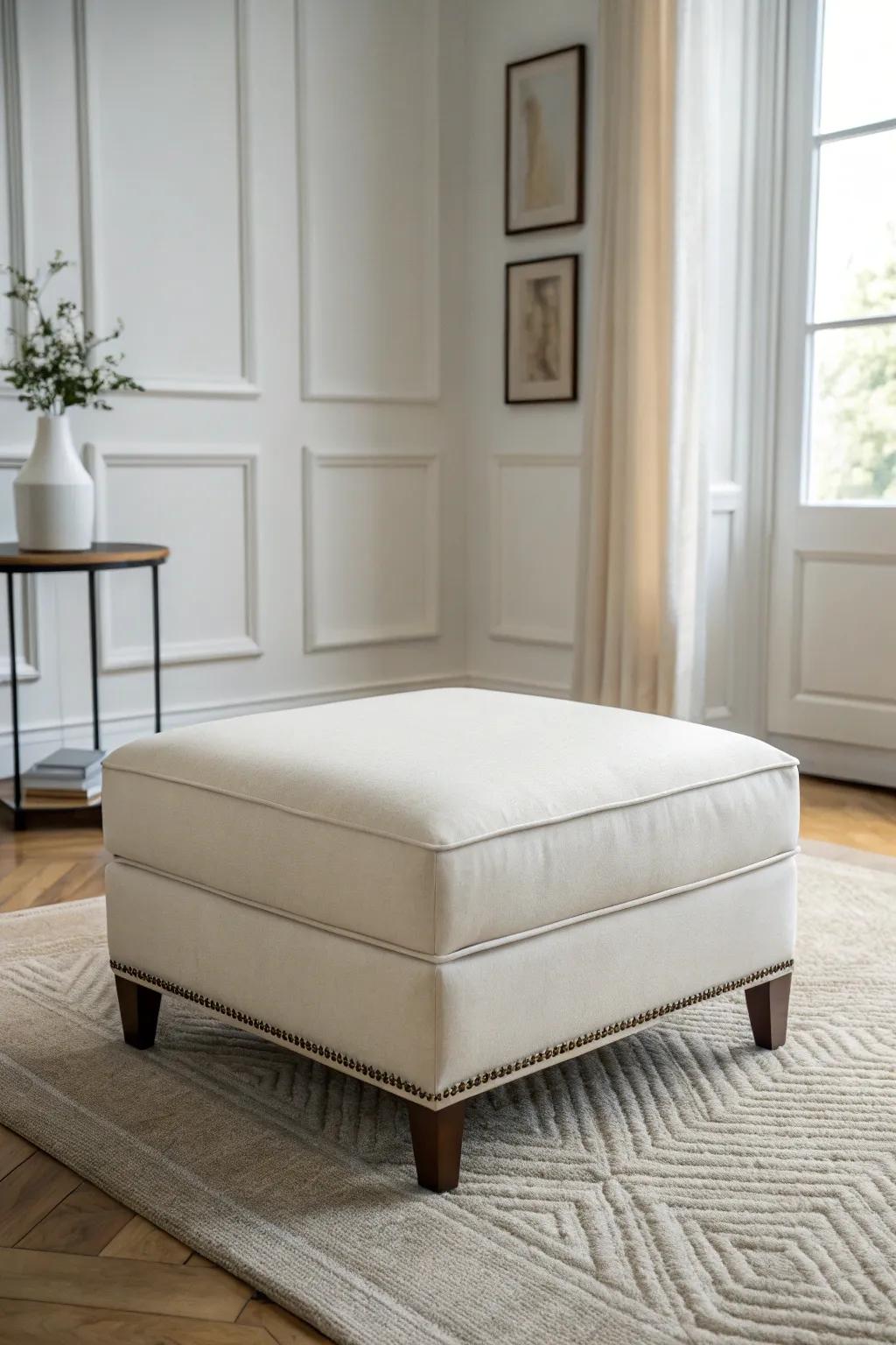 Sleek ottoman enhancing minimalist decor