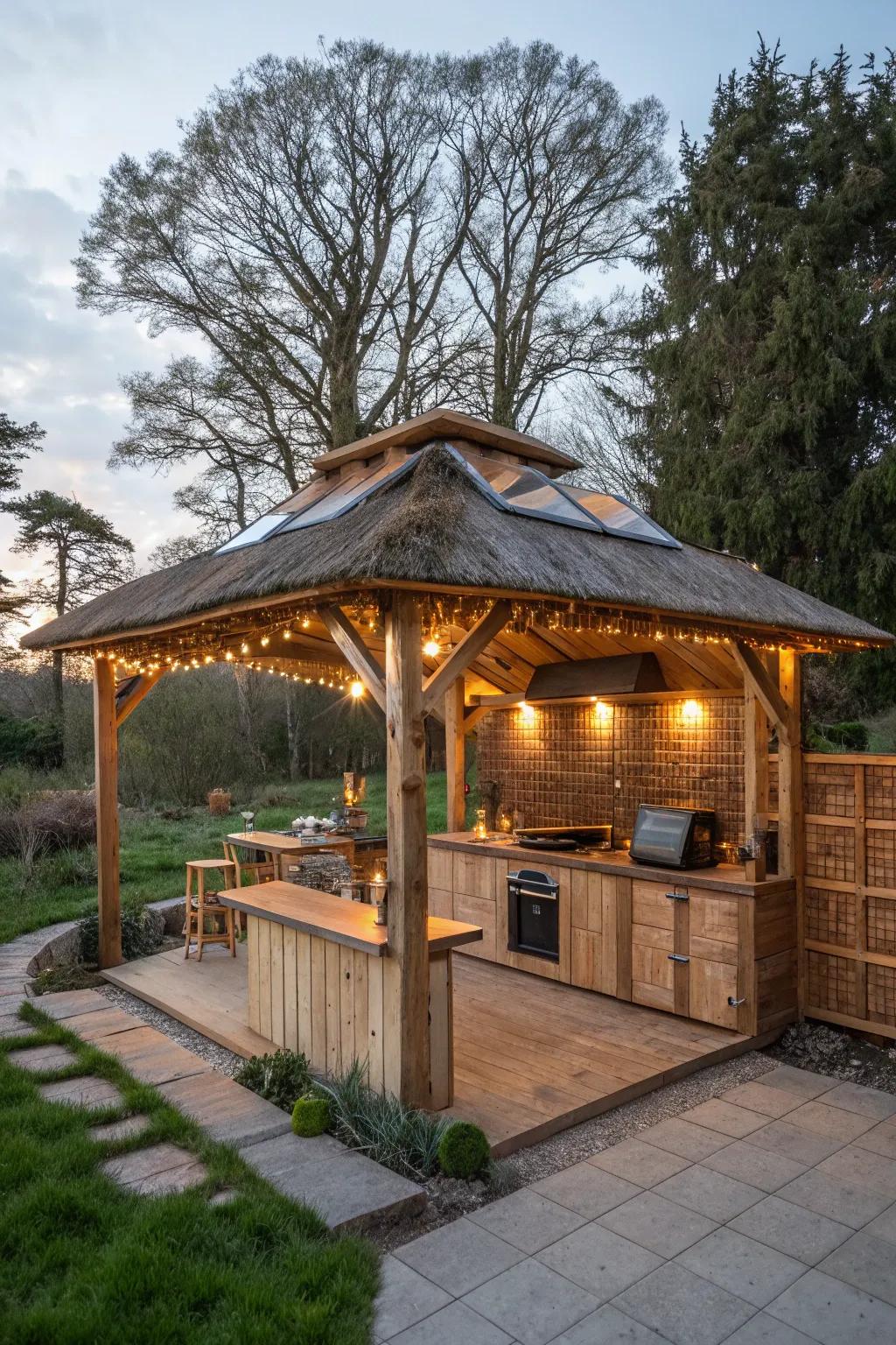 Enjoy a green lifestyle with an eco-friendly outdoor kitchen gazebo.