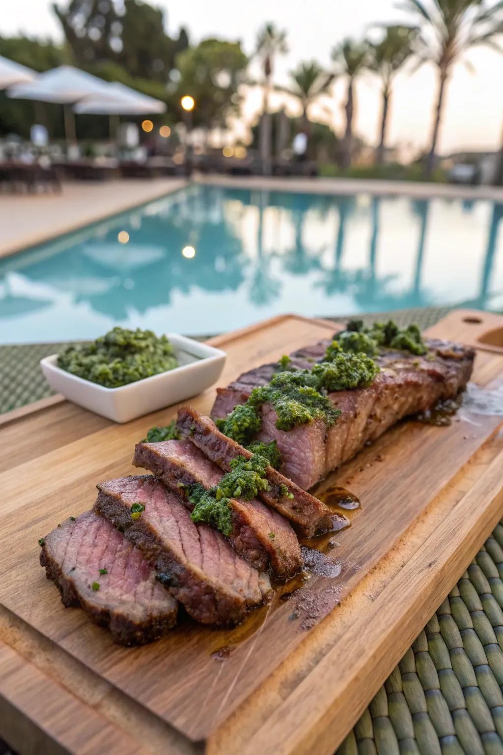 Indulge in a perfectly cooked herb butter grilled steak.