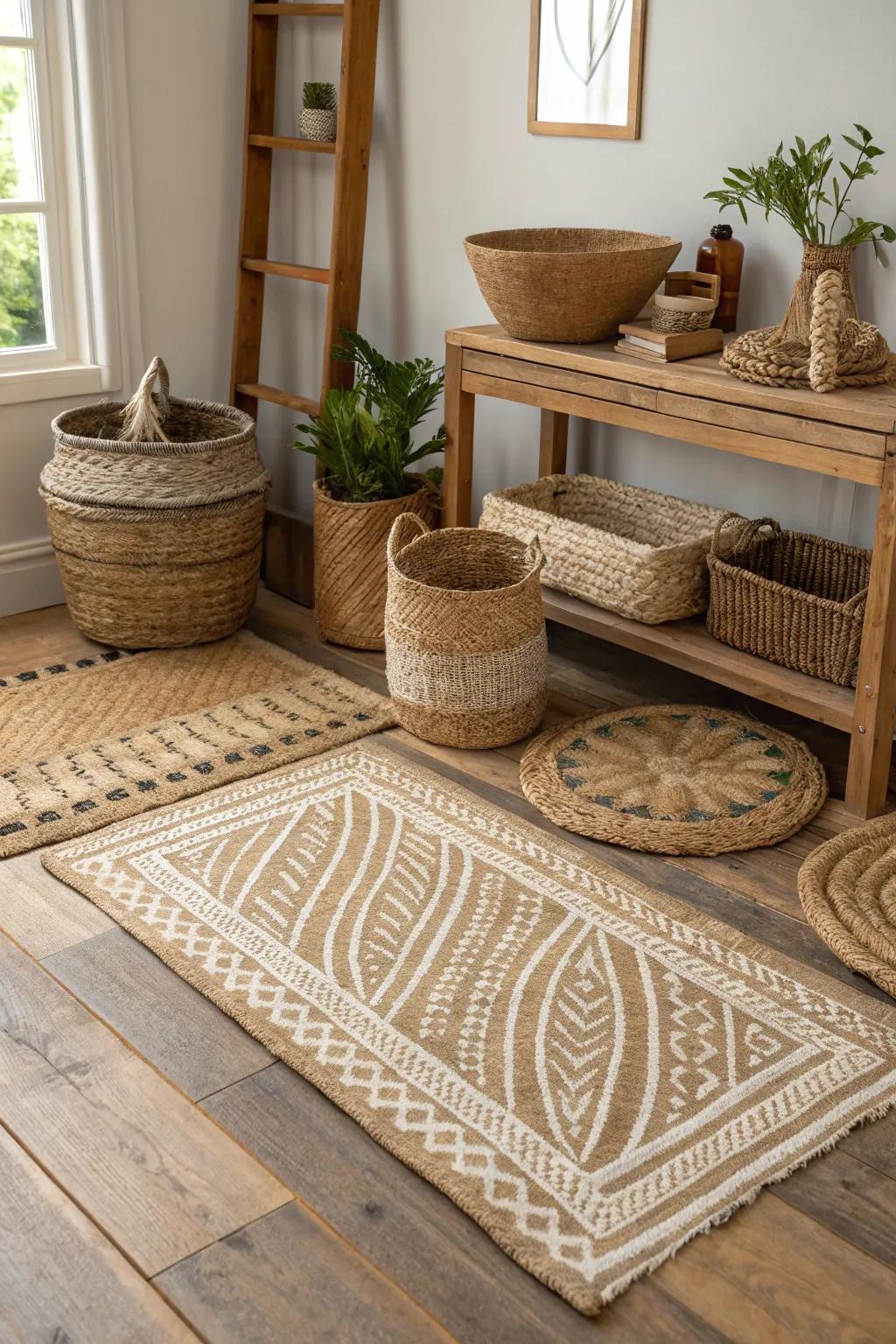 Natural fibers add an authentic earthy feel to the decor.