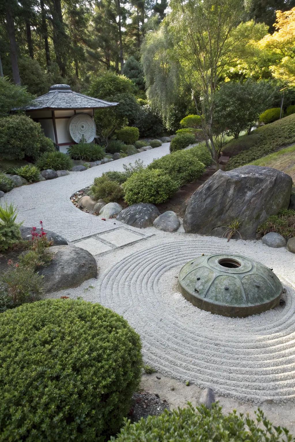 Zen gardens furnish a serene and artistic cover.
