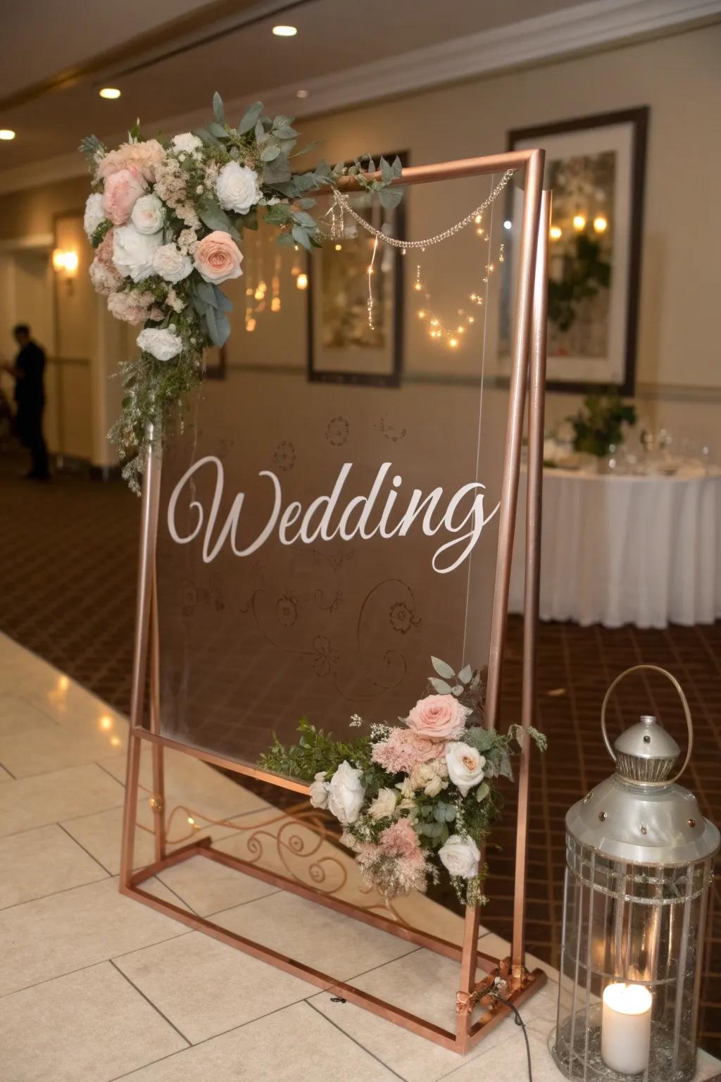 Metallic frames add a touch of glamour to signs.