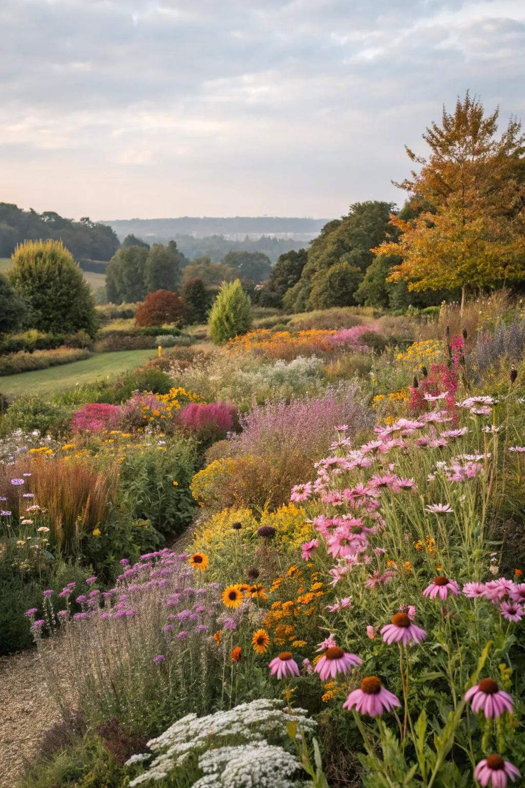 A seasonal display of wildflowers ensuring year-round beauty.