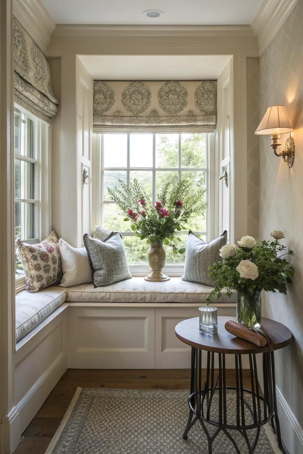 A window nook showcasing symmetrical design elements.