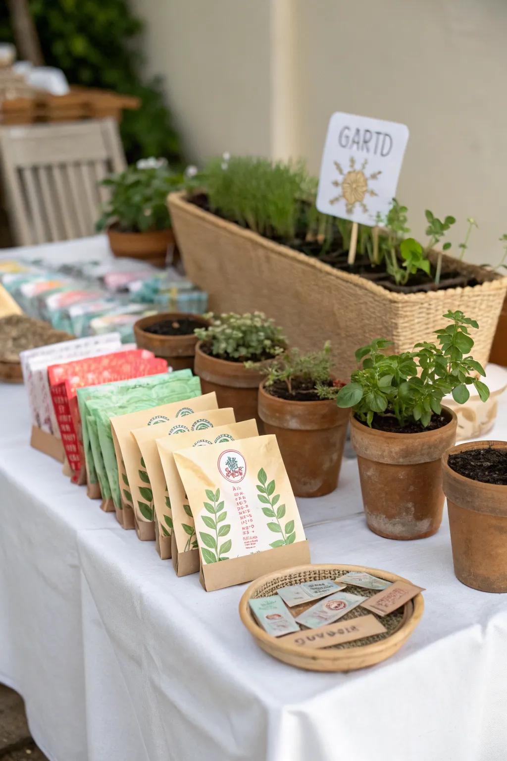 Eco-friendly favors are a thoughtful garden party touch.