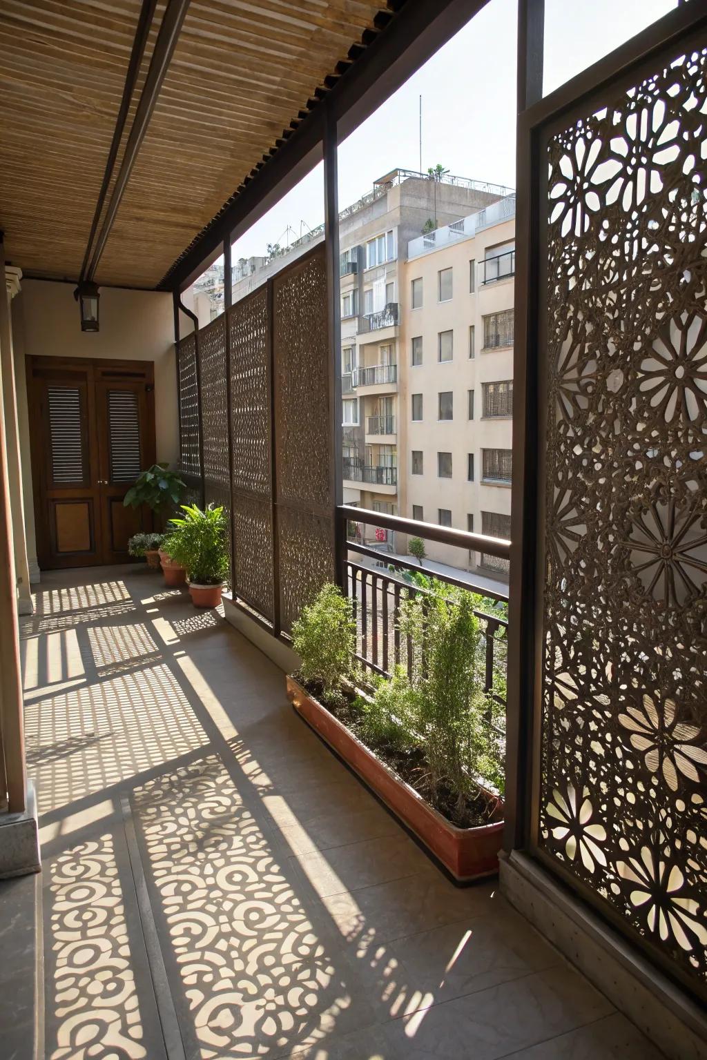 Elaborate panels offer shade and visual interest.