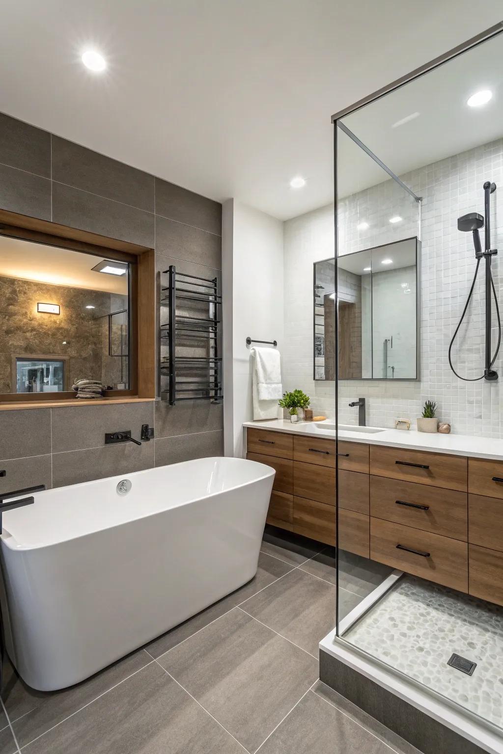 Maximize space with an integrated tub and shower design.