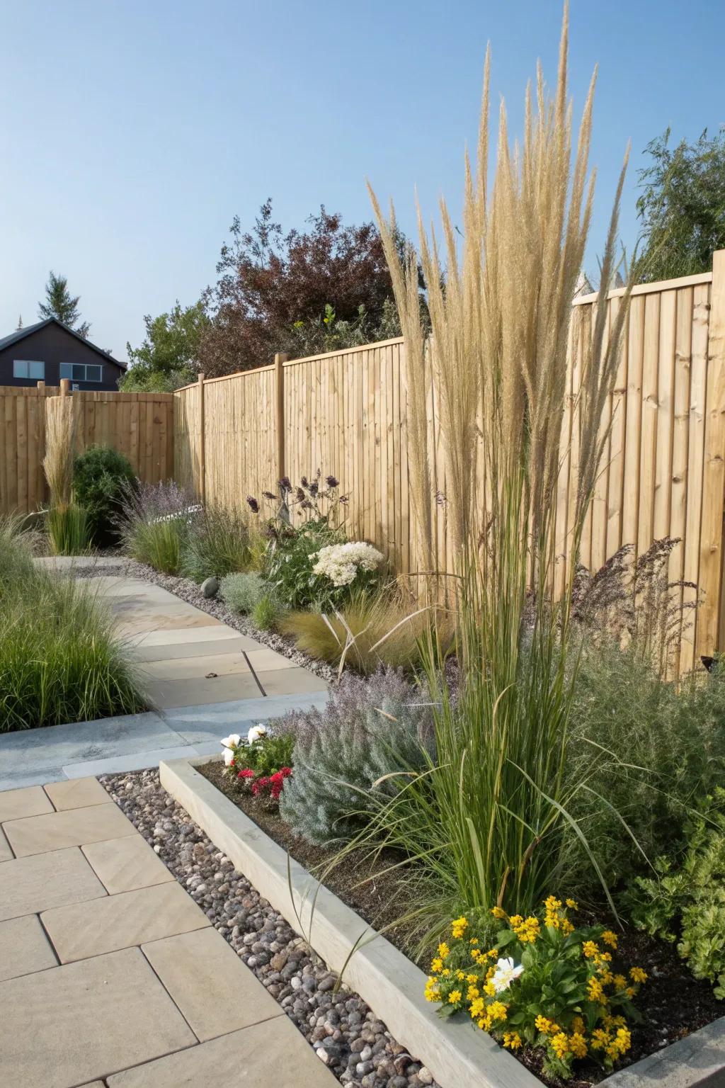 Feather Reed Grass creates vertical interest in the garden.