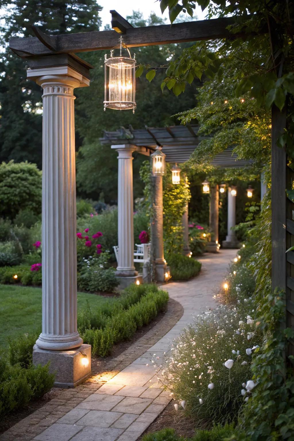 Add magic with floating column light designs.