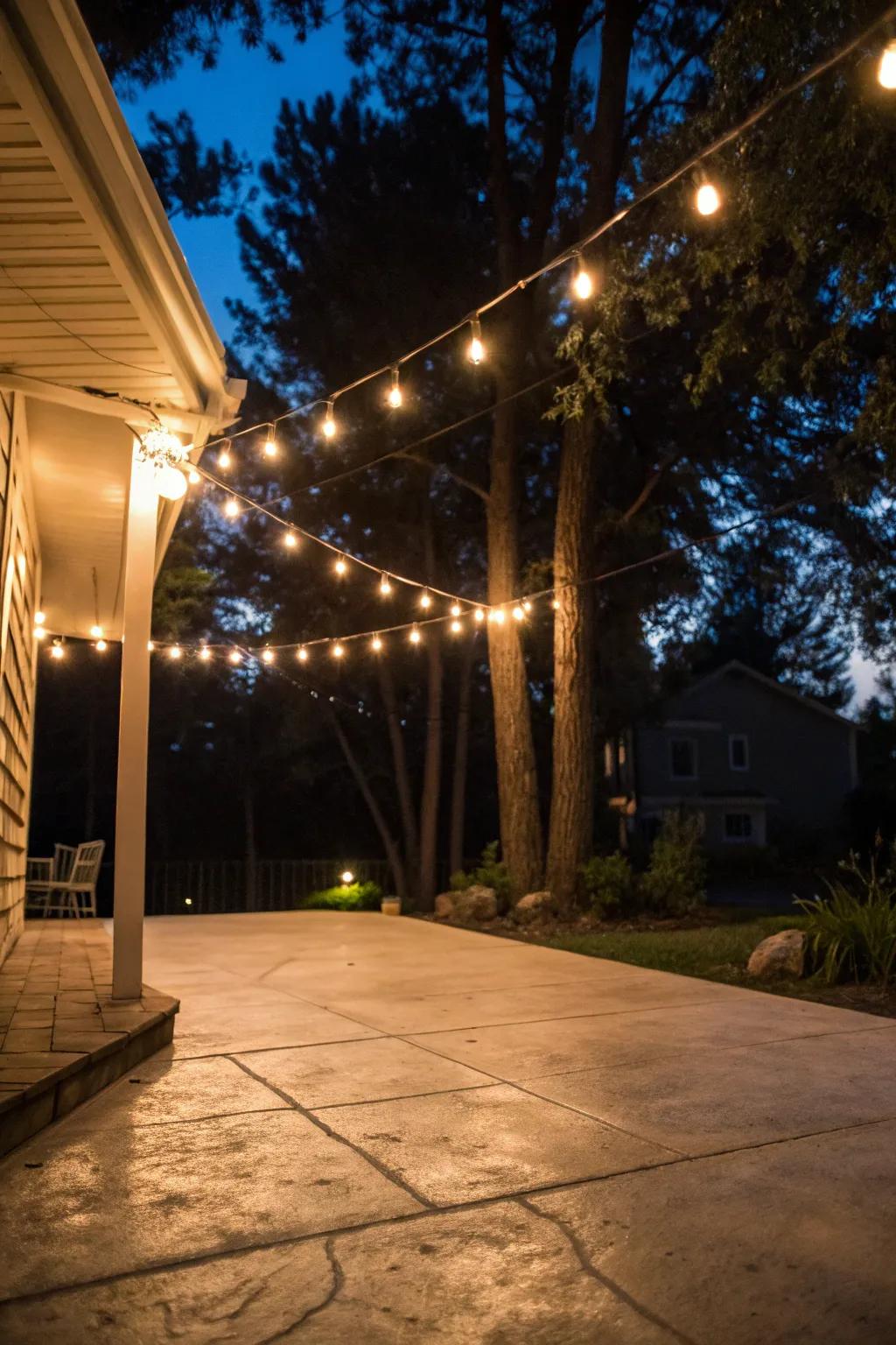 String lights make your patio inviting after dark.