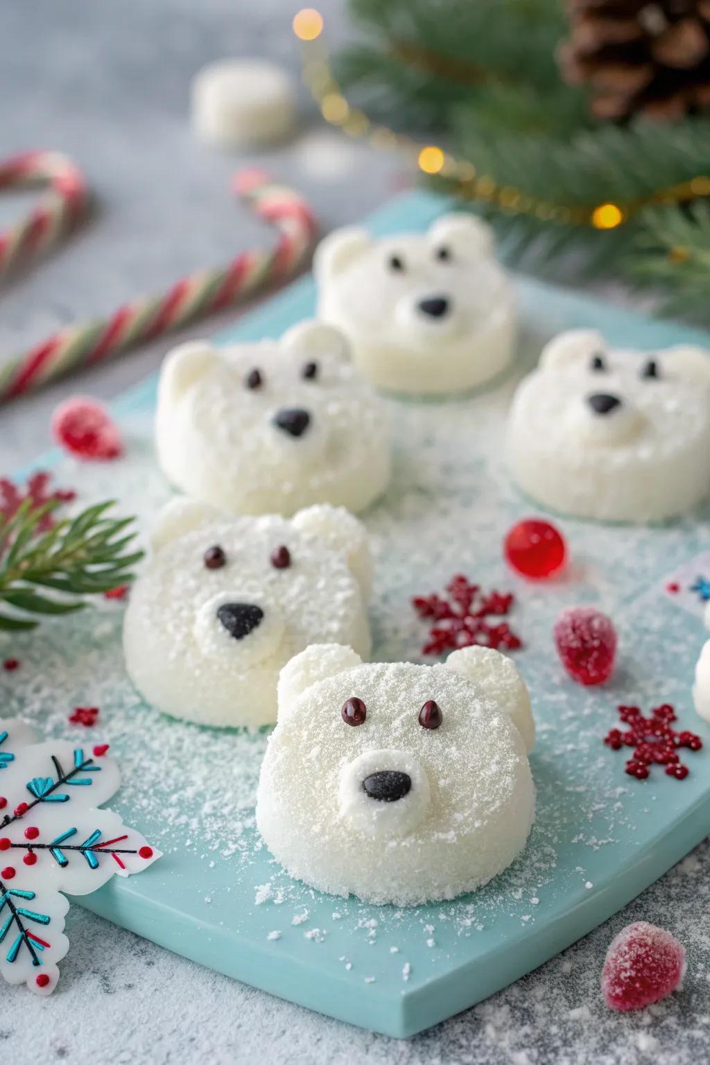 Charming snowy teddy bear treats that are great for family fun.